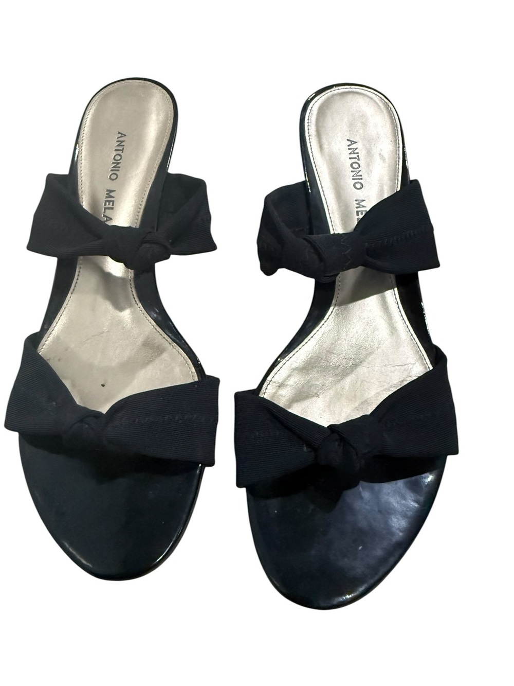 Antonio Melani Black Bow Slide Sandals Size 7.5